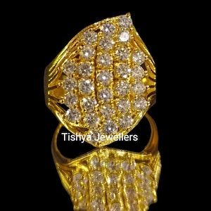 2.50Ct Simulated Diamond 10K Yellow Gold  Designer Cocktail Huge Ring, Statement Ring, Promising Ring