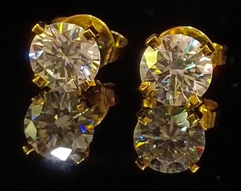 Arista Jewels 2.50ct Round Moissanite Stud Earrings - 14K Solid White Gold, Screw-Back
