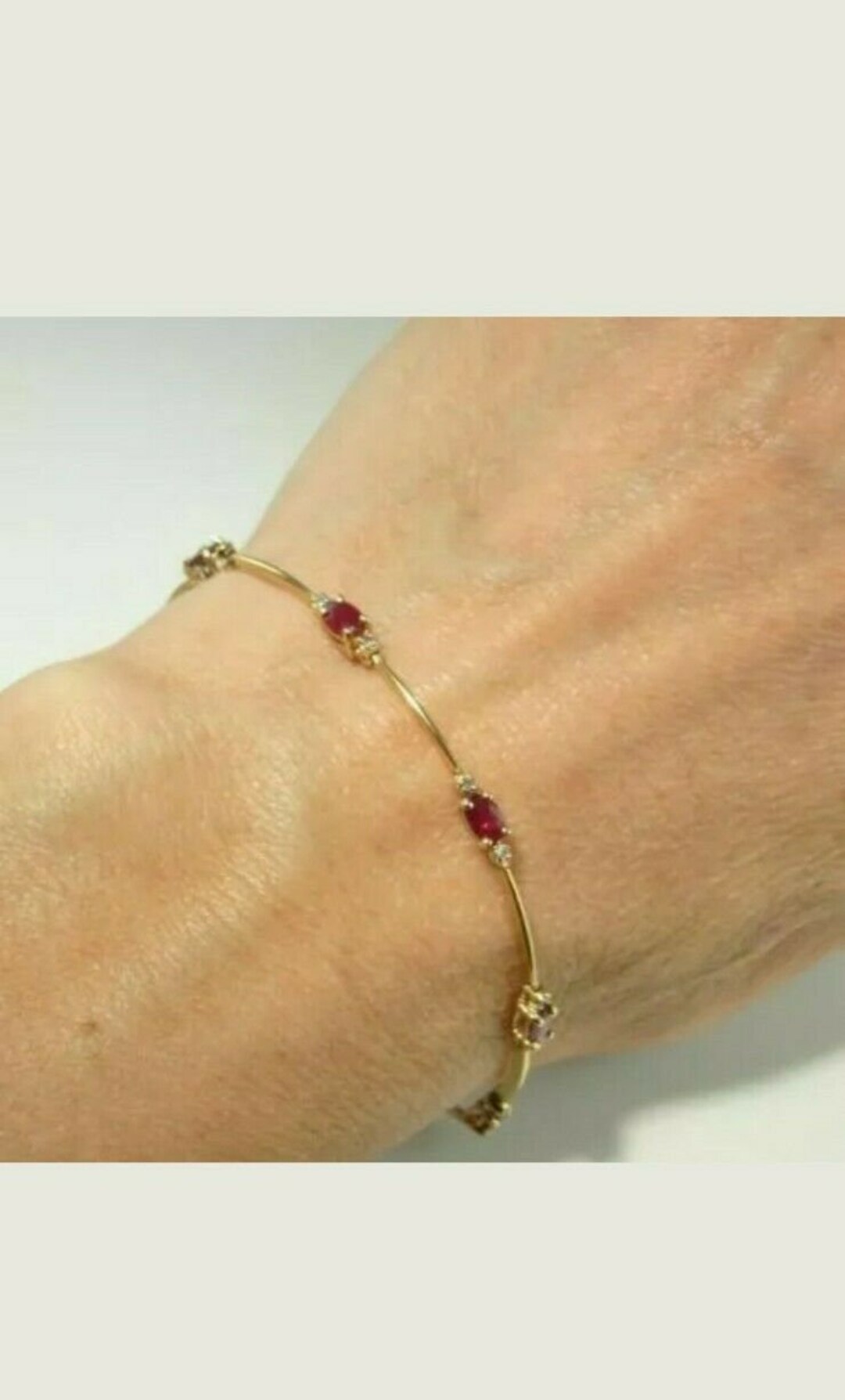 14K Gold Finish Ruby Tennis Bracelet/ruby & Diamond Tennis Bracelet