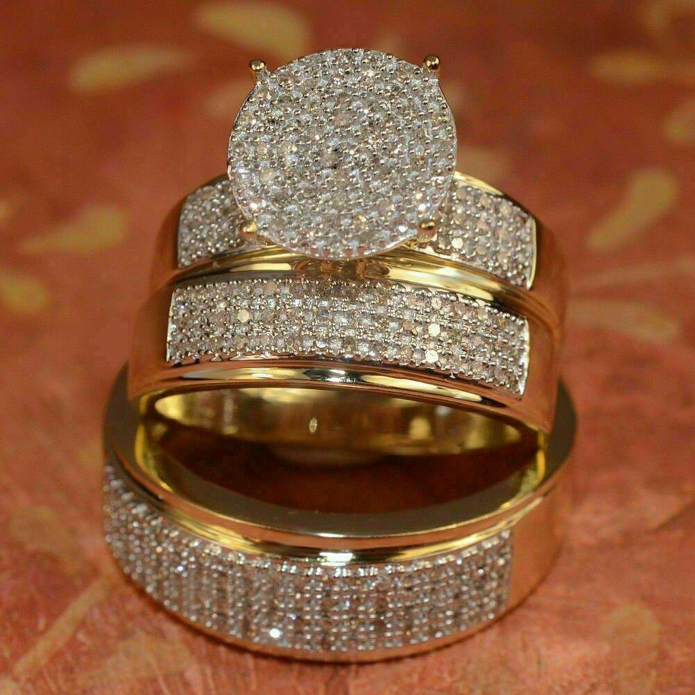 Trio wedding ring sets hotsell yellow gold