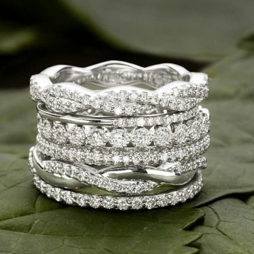 Six Set of Stackable/stacking Rings in Cubic Zircon & Sterling | Etsy