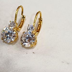 14K Yellow Gold Over 3CT Round Cut Simulated Diamond Dangle Earrings, Wedding Gift, Anniversary Gift, Gift For Birthday