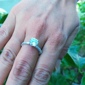 1.90Ct Moissanite Solitaire Engagement Ring: 14K White Gold Bridal Ring
