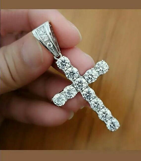 Mens white gold diamond hotsell cross necklace