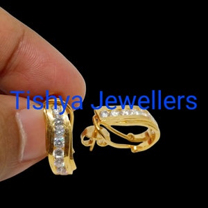Orecchini a cerchio con diamanti simulati da 1 carato, in argento sterling 925 placcato oro 14k
