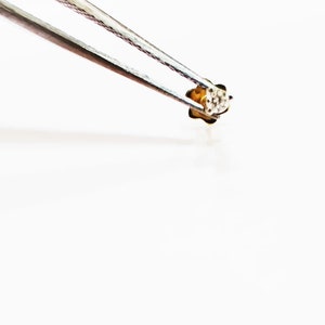 1,75 mm 0,02 ct diamante vero naso labbro labret vite perno piercing anello perno oro giallo massiccio 18k, perno naso oro, anello naso diamante