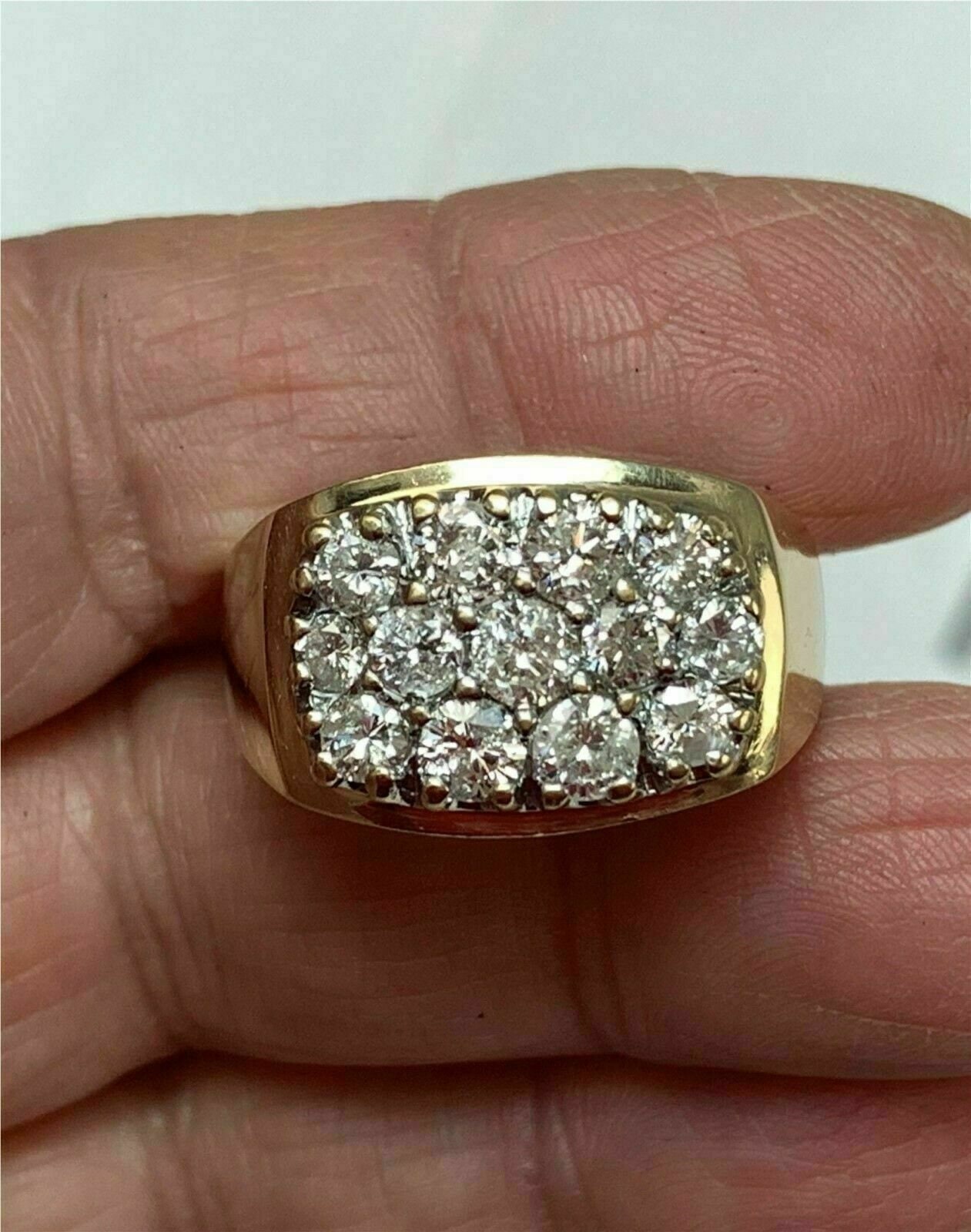 Diamond Pinky Ring Men's 14k Yellow Gold Over Round Cut Wedding Band 1.50 CT Diamond Pinky Ring Men's 14k Yellow Gold Over Round Cut Wedding Band 1.50 CT