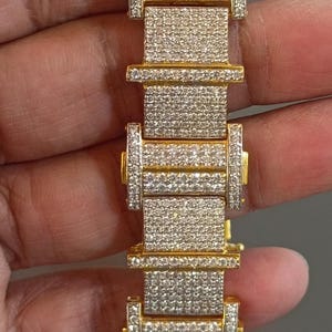 7.50CT Round Cut Simulated Diamond Tennis Bracelet 14K Yellow Gold Plated, Gift For Birthday, Men's Jewelry, Men's Bracelet