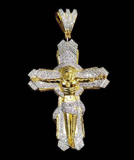 Silver Cross Pendant Men 14k Gold Plated Sterling Silver Jesus Cross ...