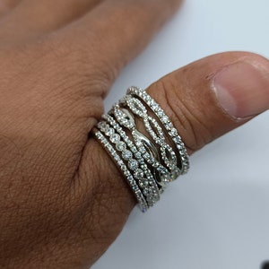 Six Set of Stackable/stacking Rings in Cubic Zircon & Sterling Silver ...