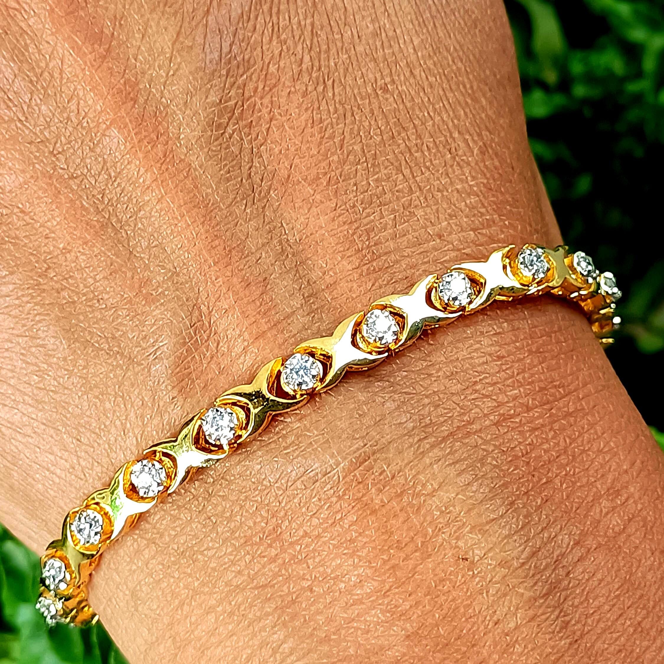 ブレスレット STONEHENgE XOXO 14K Diamond Bracelet 2.1 Ctw Natural Diamond XOXO Bracelet / Wide Pave Bracelet