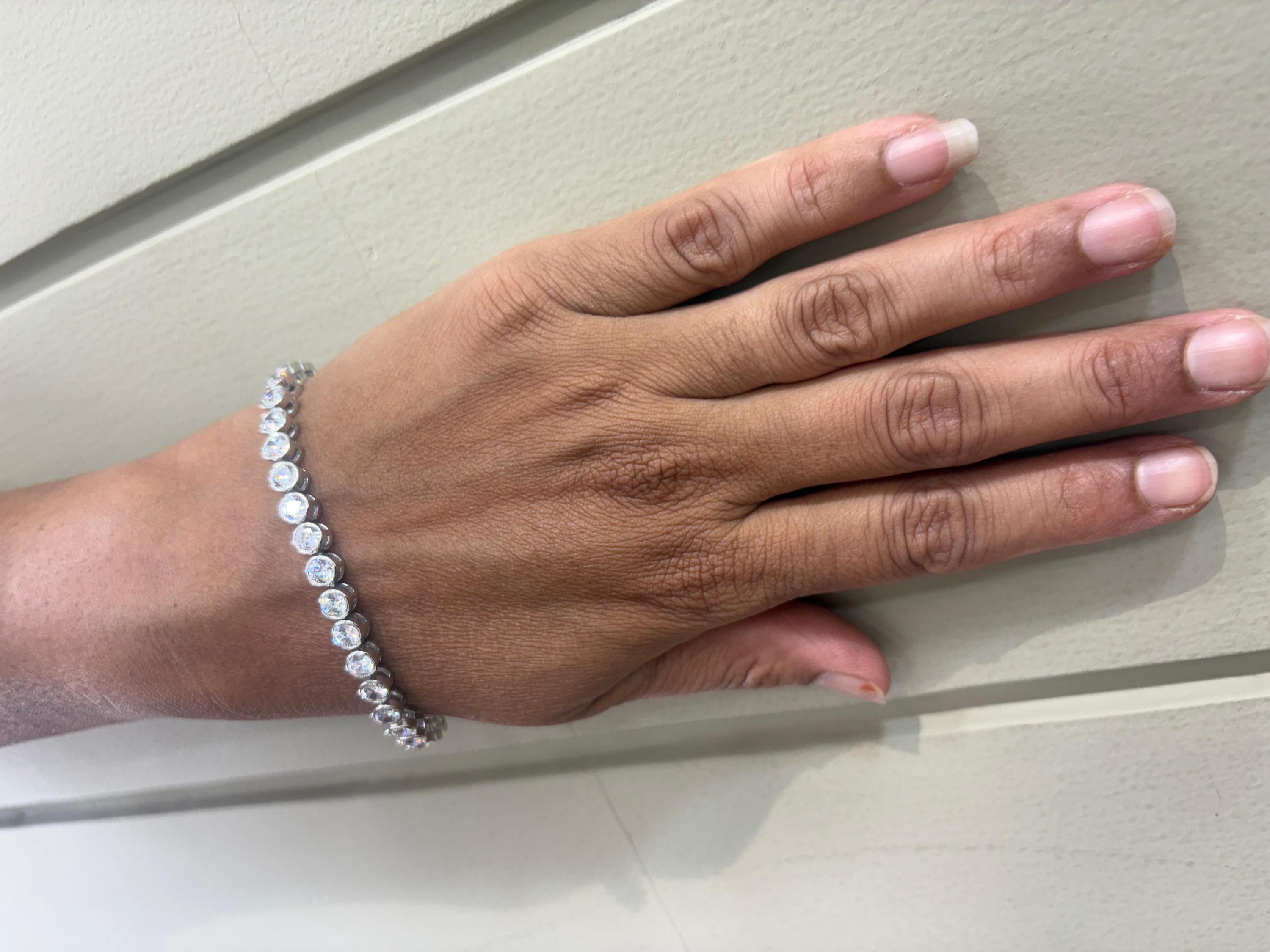 6カラットの模造ダイヤモンドテニスブレスレット：925スターリング