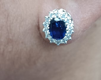 Orecchini Pendenti Art Déco Zaffiro Simulato A Pera 2.70 Ct – Argento 925 Placcato Oro
