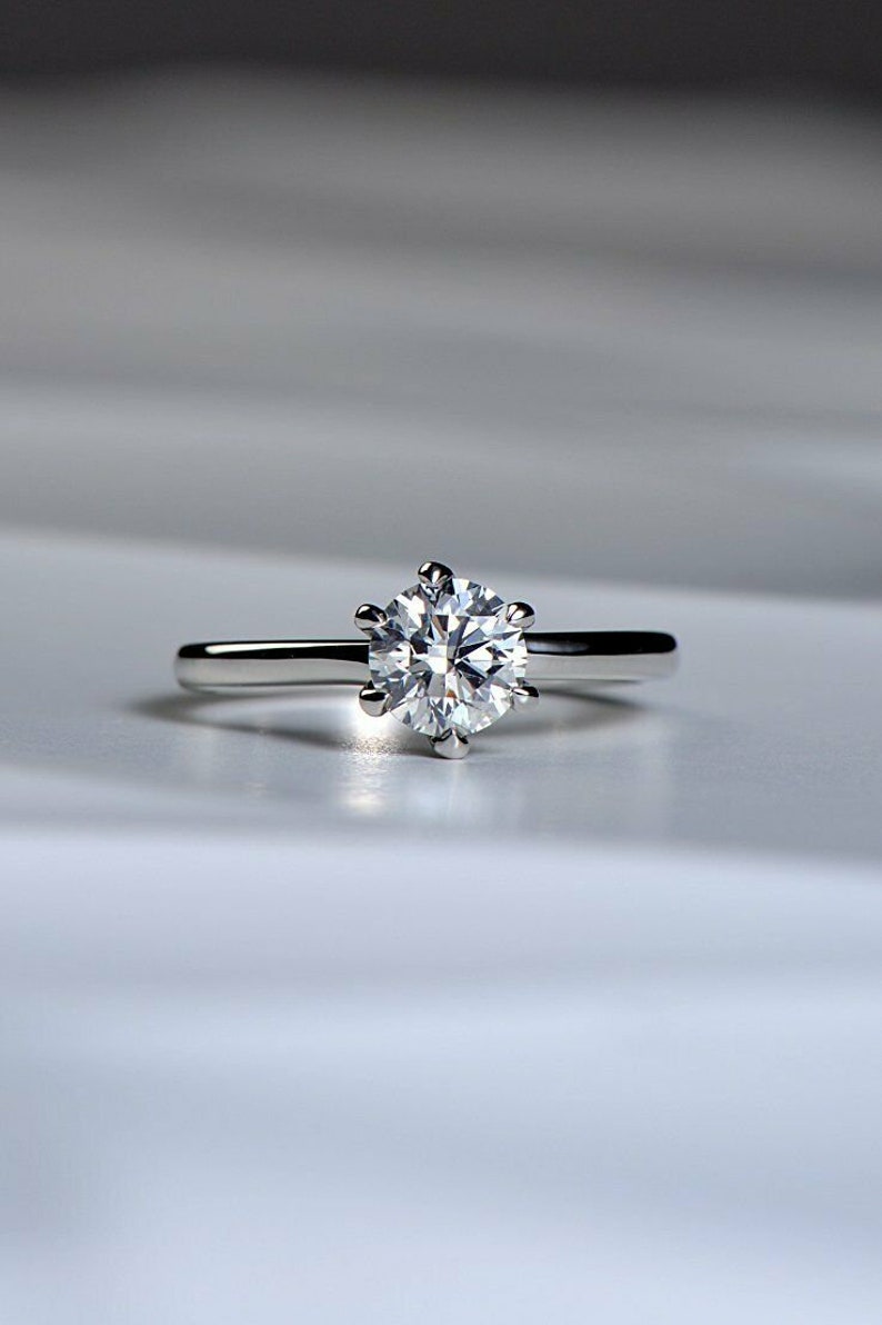 14ct White Gold Over Diamond Solitaire Ring Engagement 1 ct k Carat