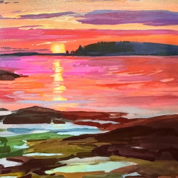 Reserved for joanne: Custom Handpainted Sun / Beach Artwork 24" x 24"