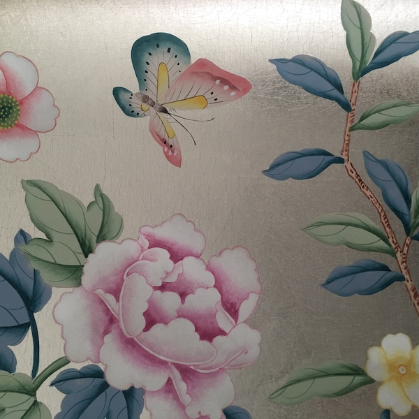 Sample IN STOCK for Chinoiserie Handpainted Wallpaper 12" x 8" on ML-23