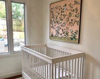 40&quot; x 36&quot; Chinoiserie Handpainted Artwork on Pink Silk without Frame