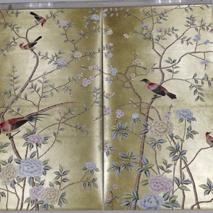 24 X 42 Chinoiserie Handpainted Artwork on Gold - Etsy