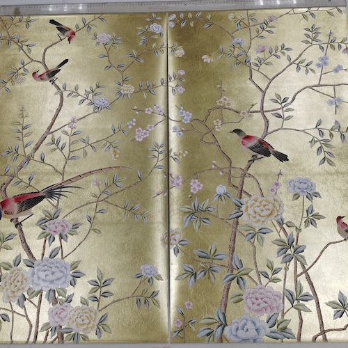 24 X 42 Chinoiserie Handpainted Artwork on Gold - Etsy