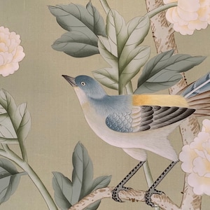 G-005 AMOSTRA em estoque para papel de parede pintado à mão Chinoiserie em SP-11