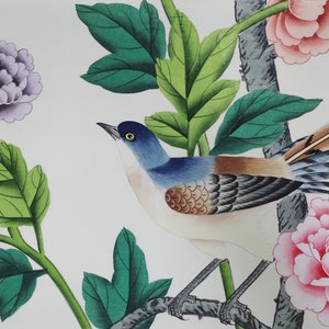 G-005 SAMPLE for Chinoiserie Handpainted Wallpaper on White Silk SP-3