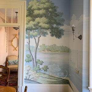 Custom Hand-Painted Panoramic Mural | Personalized Landscape Wallpaper from Your Photos | Bespoke Scenic Wall Art