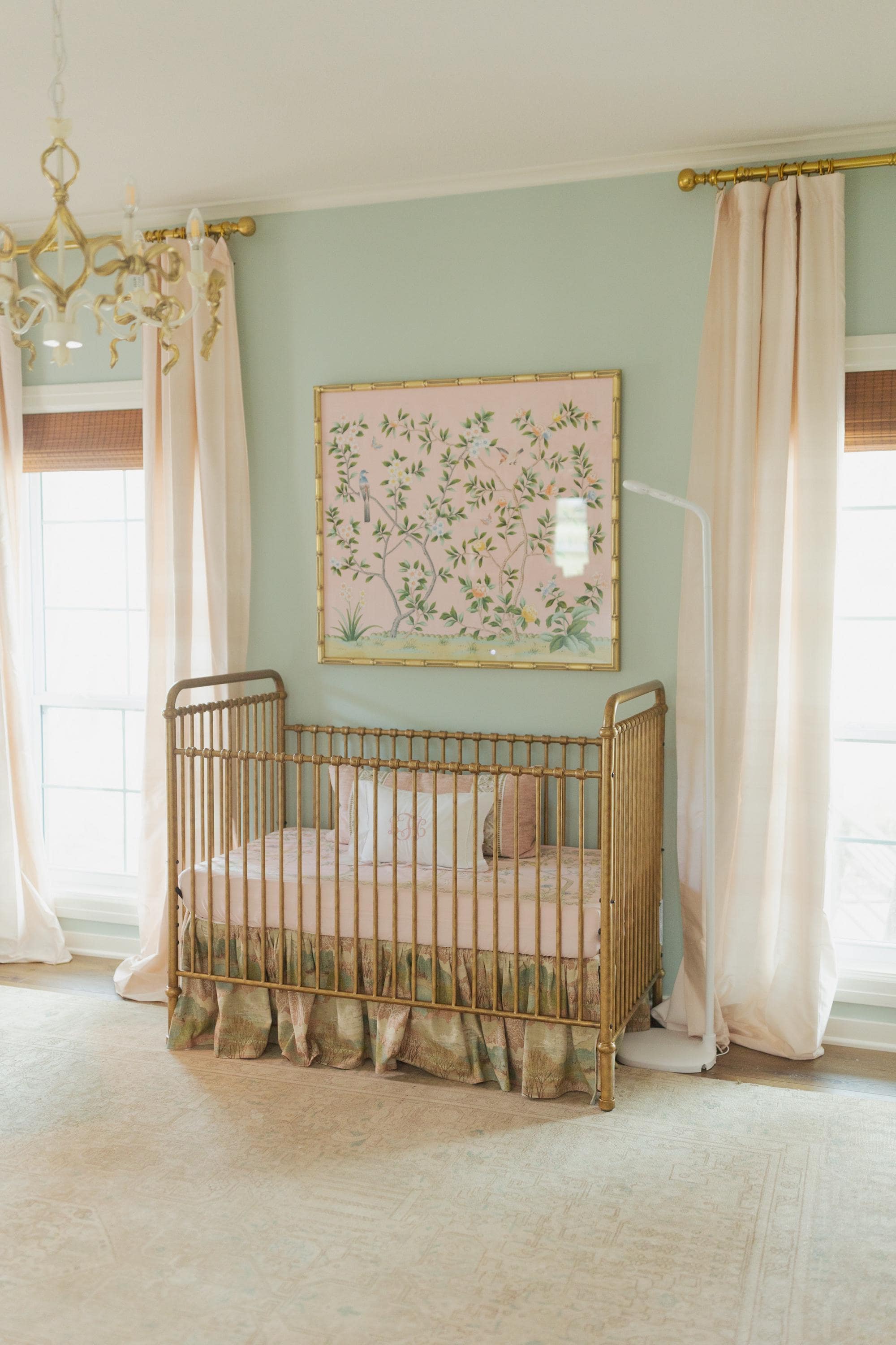 Chinoiserie Nursery Wall Art – Hand-painted Botanical Birds on Pink ...