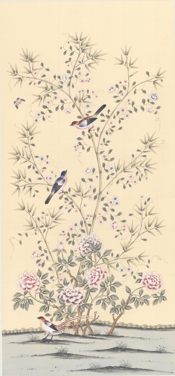 Scarica Gratis Images Chinoiserie Peint A La Main Papier Peint En Soie Charme De Etsy le plus cool par