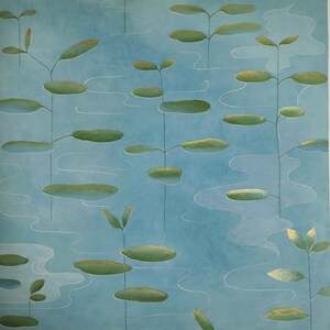 Reserved for joanne: Custom Chinoiserie Handpainted Artwork Lily Pad