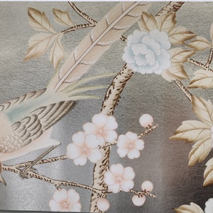 G-005 CAMPIONE in STOCK per carta da parati dipinta a mano Chinoiserie su foglia metallizzata Champagne ML-25