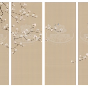 Réservé à Claire : échantillon personnalisé peint à la main pour magnolia G-001 avec papillons sur soie flammée DP-6