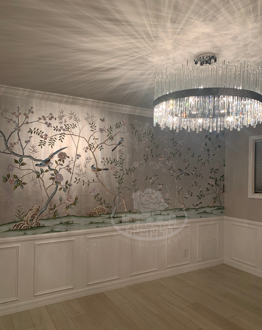 G-003 Birds Awakening Garden – Chinoiserie Hand-painted Mural With ...