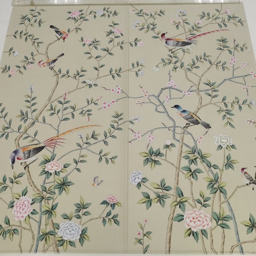 25 X 50 Chinoiserie Handpainted Silk Artwork on | Etsy