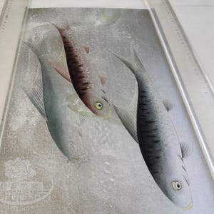 AMOSTRA G-028 em ESTOQUE para Koi Fish em seda dourada prateada com acabamento antigo forte HML-21