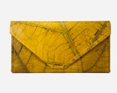 Envelope Clutch Leaf Leather Trifold Wallet Ladies Vegan Wallet Eco-friendly Sustainable Plant Based Leather Cruelty Free
