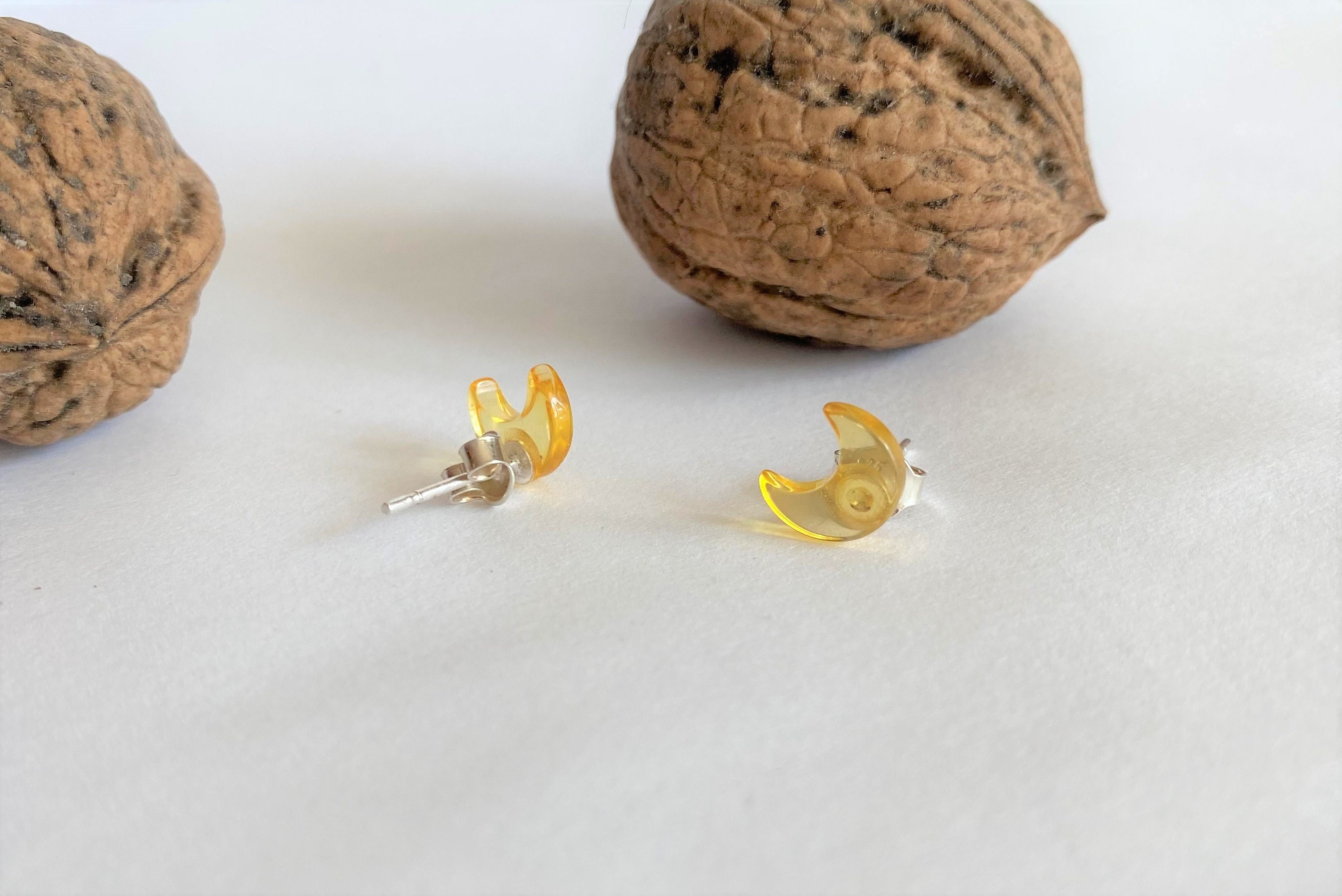 amber jewelry yellow amber earrings sterling silver studs butterfly earrings Baltic amber earrings gift for her summer earrings