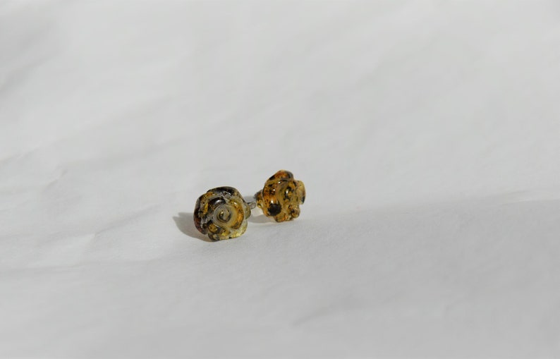 Amber Jewelry Silver Studs Amber Stud Earrings Summer Earrings Green Amber Earrings in Shape of Roses Amber Roses Studs