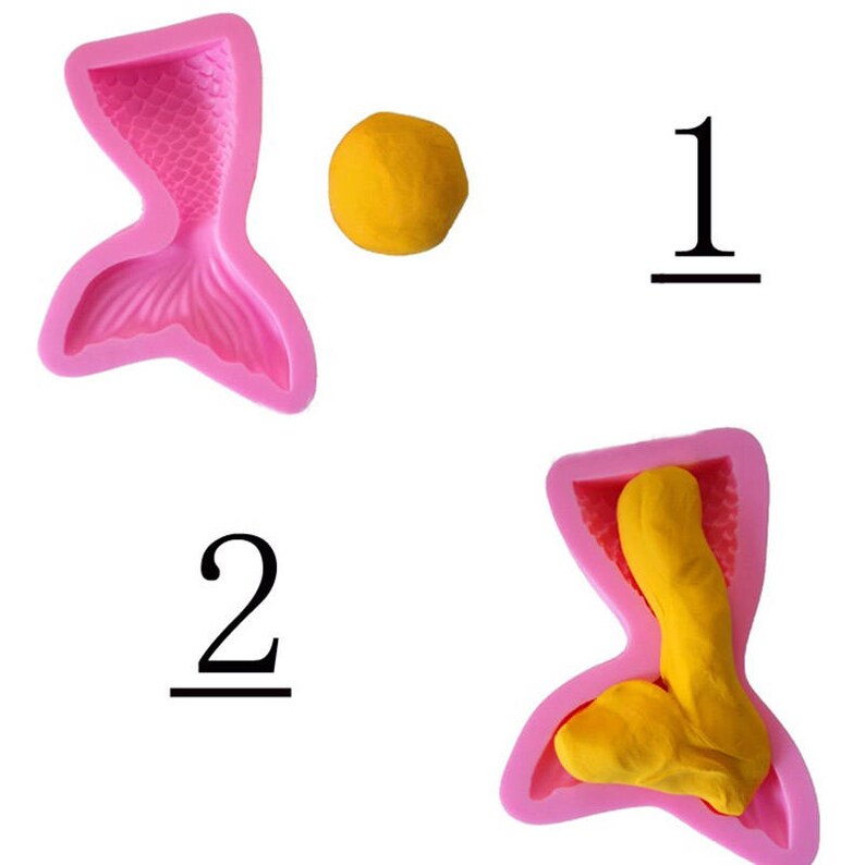 Mermaid Tail Silicone Mold Fondant Cupcake Cake Decorating Baking Tools Handmade Soap Mold Fish Fork tail DIY sugarcraft caketopper Sale