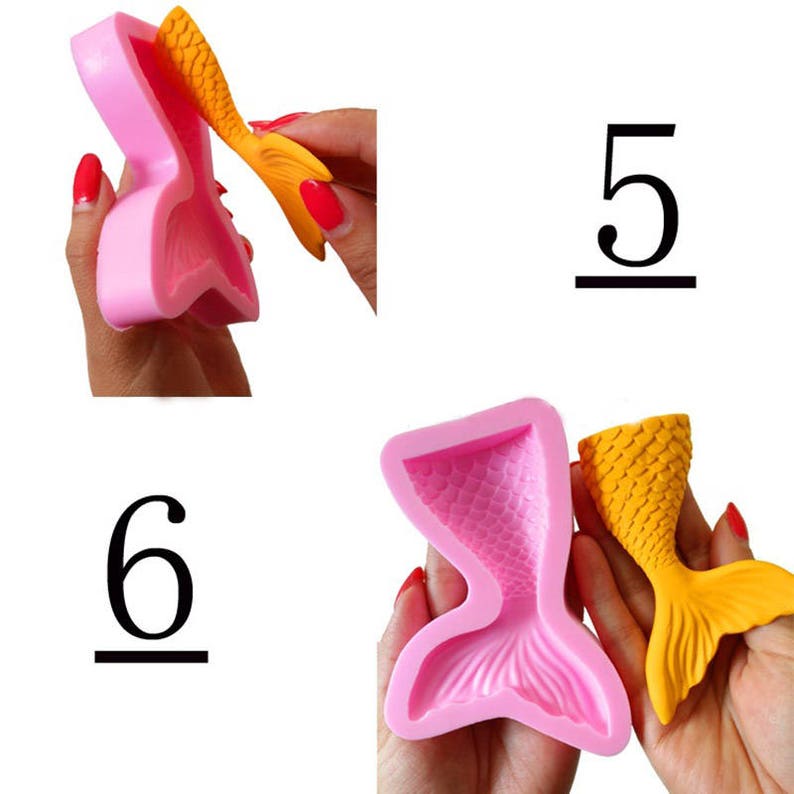Mermaid Tail Silicone Mold Fondant Cupcake Cake Decorating Baking Tools Handmade Soap Mold Fish Fork tail DIY sugarcraft caketopper Sale