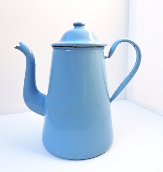 Vintage Sky Blue serving COFFEE POT by Sphinx enamel old enamelware graniteware