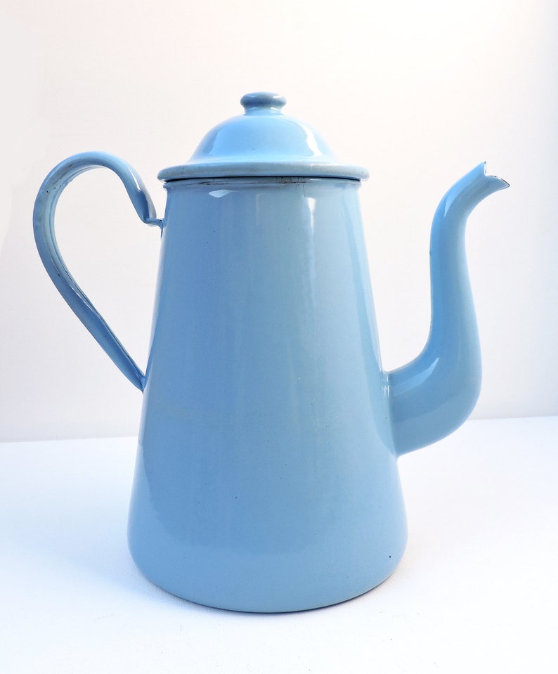 Vintage Sky Blue serving COFFEE POT by Sphinx enamel old enamelware graniteware