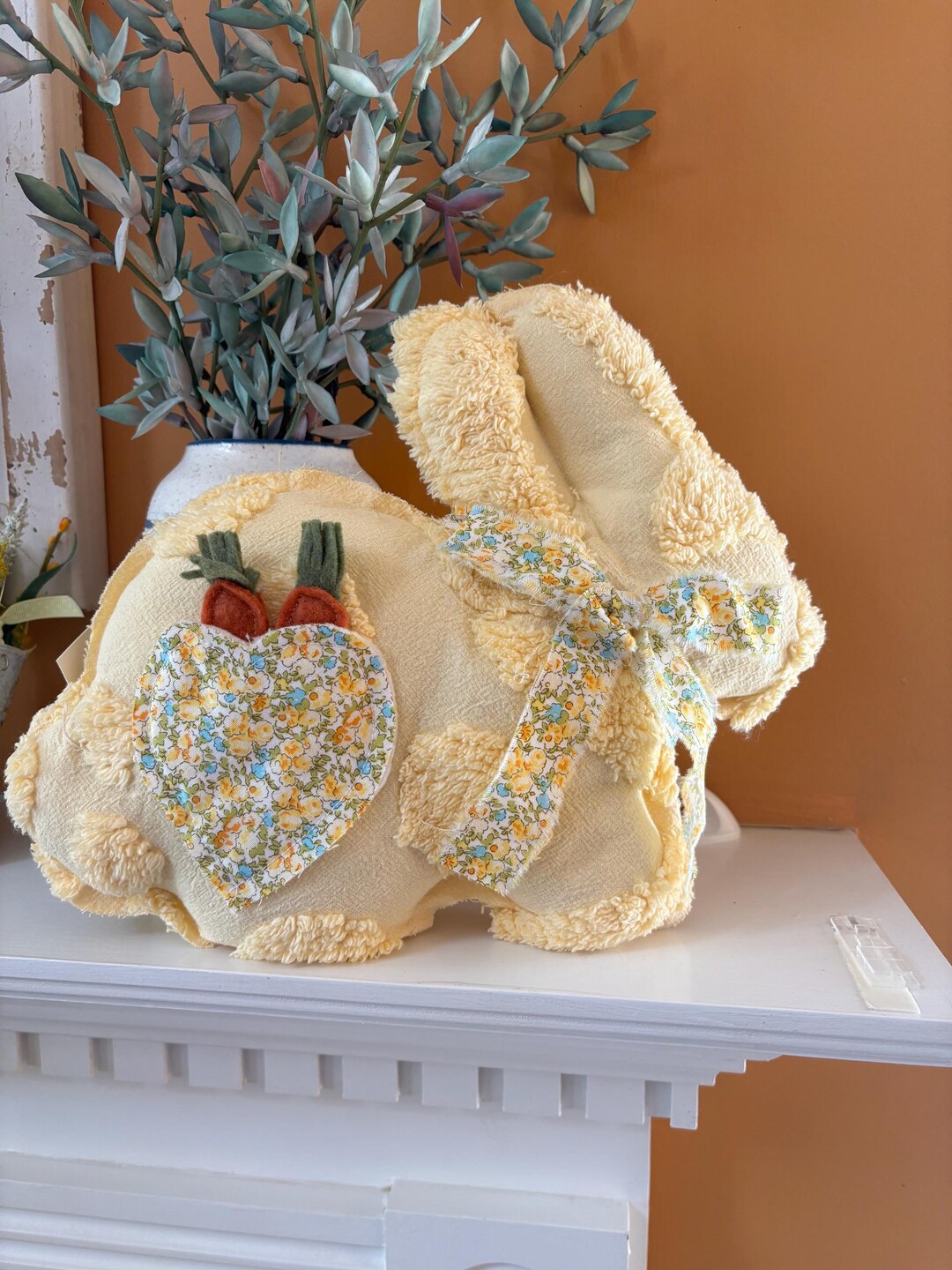 Vintage Chenille Rabbit, Farmhouse Style Rabbit, Easter Bunny, Easter ...