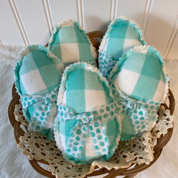 Easter Eggs, Farmhouse Easter Eggs, Tiered Tray Easter Eggs, Fabric Easter Eggs, Easter Basket Decorations, Spring Decorations