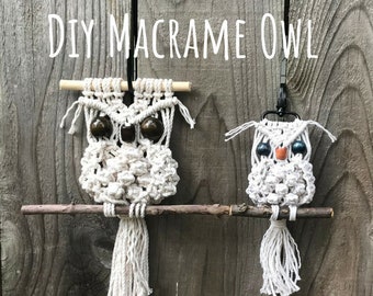 Macrame Owl Tutorial, Learn To Macrame, Adorable Owl Pattern, DIY, do it yourself, PDF instructions, cute fun gift, boho decor, owl lovers