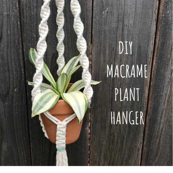 Tutoriel de suspension de plante en macramé, support de plante d'intérieur bricolage, apprendre à macramé, motif de suspension de plante en macramé, bricolage, soirée vin et artisanat