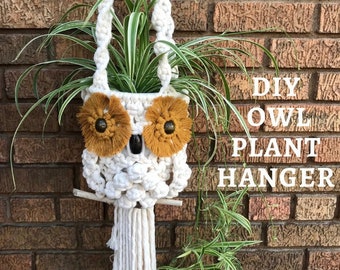 DIY MACRAME OWL Plant Hanger Pattern, Owl Plant Holder Photo tutorial, Learn to macrame, pdf instructions