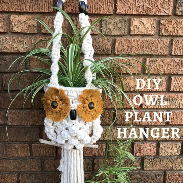 DIY MACRAME OWL Plant Hanger Pattern, Hibou Plant Holder Photo tutorial, Learn to macrame, pdf instructions