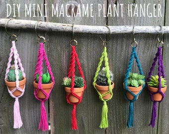 DIY Macrame Mini Plant Hanger Pattern, PDF Instructions, Learn to Macrame, Fun Cute Gift Idea, Beginner Macrame, Wine and Craft Night