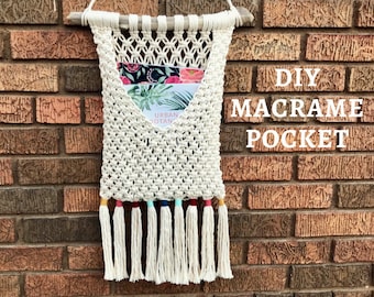 DIY MACRAME POCKET Wall Hanging Photo Tutorial Pattern, Mail Center, Book and Letter Holder, Envelope, Learn to Macrame, Macrame Beginners