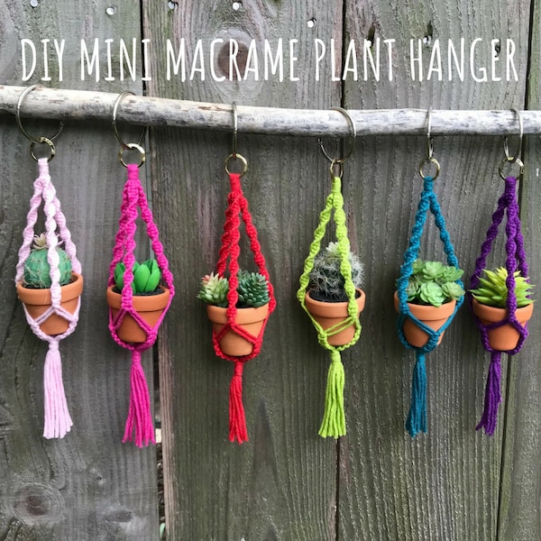 DIY Macrame Mini Plant Hanger Pattern, PDF Instructions, Learn to Macrame, Fun Cute Gift Idea, Beginner Macrame, Wine and Craft Night